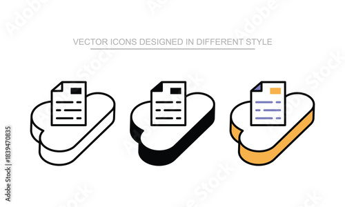 Cloud Document vector icon stock isolated on white sheet