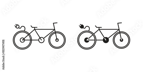 Electric bike icons silhouettes. Vector elements for design.