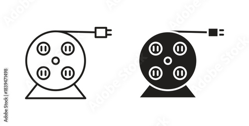 Electric extension cord icons silhouettes. Vector elements for design.