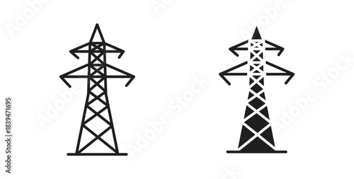 Electrical tower icons silhouettes. Vector elements for design.
