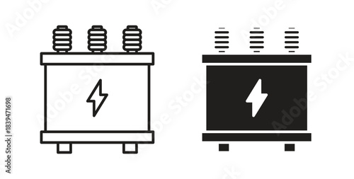 Electric transformer icons silhouettes. Vector elements for design.