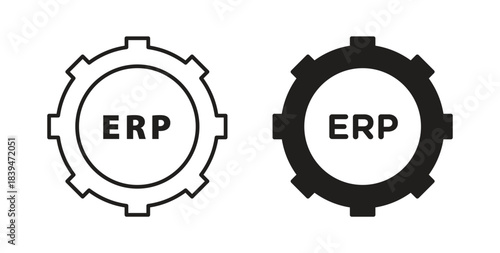 ERP system icons silhouettes. Vector elements for design.