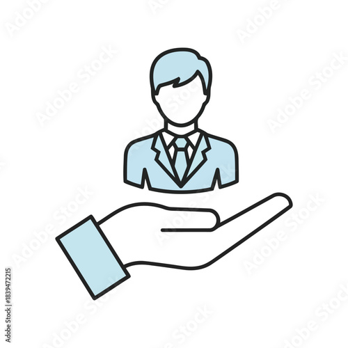 Human Resources Support Icon with Hand Holding Employee Vector