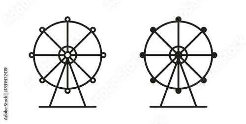 Ferris wheel icons silhouettes. Vector elements for design.
