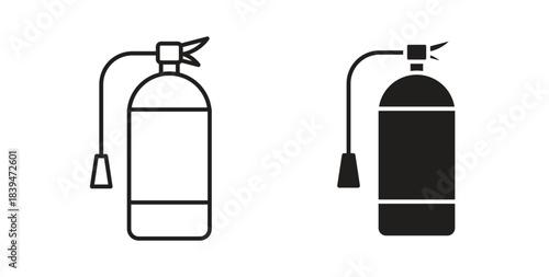 Fire extinguisher icons silhouettes. Vector elements for design.