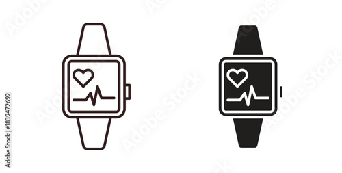 Fitness smart watch icons silhouettes. Vector elements for design.