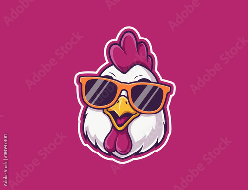 logo or mascot of a chicken with a pink background illustration