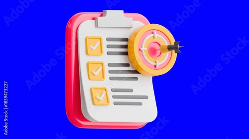 Animated 3D Mission Icon — Business Goals, Strategy Planning, and Achievement Concept Video