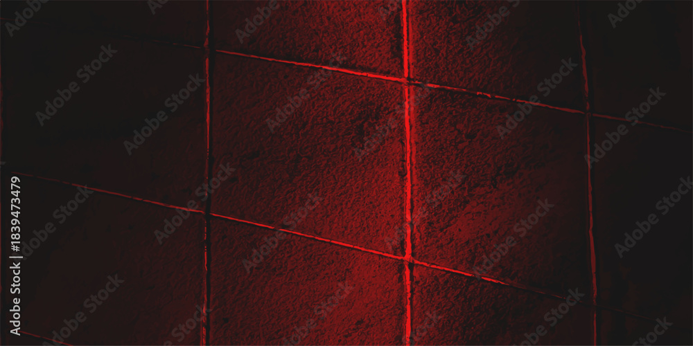 Naklejka premium Vintage wooden wall texture with light in the dark. Red and black cracked paint texture on an old, dry, grunge wall surface background. Aged red grunge wall texture pattern design. antique, metal, art