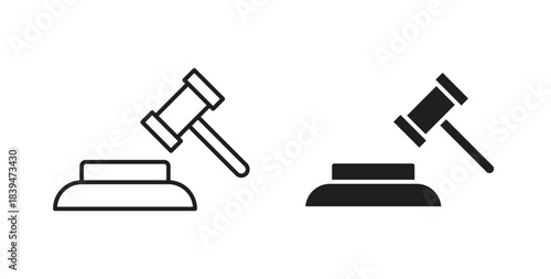 Gavel icons silhouettes. Vector elements for design.