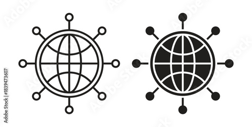 Global technology icons silhouettes. Vector elements for design.