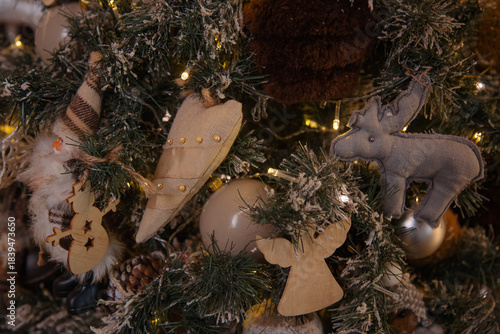 hand made soft toys from felt for Christmas tree decoration