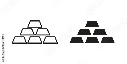 Golden bars icons silhouettes. Vector elements for design.