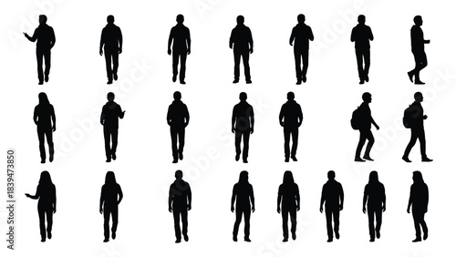 A collection of diverse human figures depicted as a black silhouette