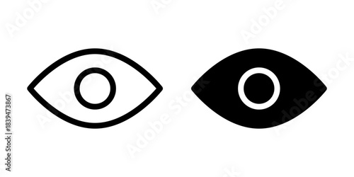 Eye icon set illustrating visibility, view, and watch functions, with modern outline and solid filled designs suitable for web and app ui