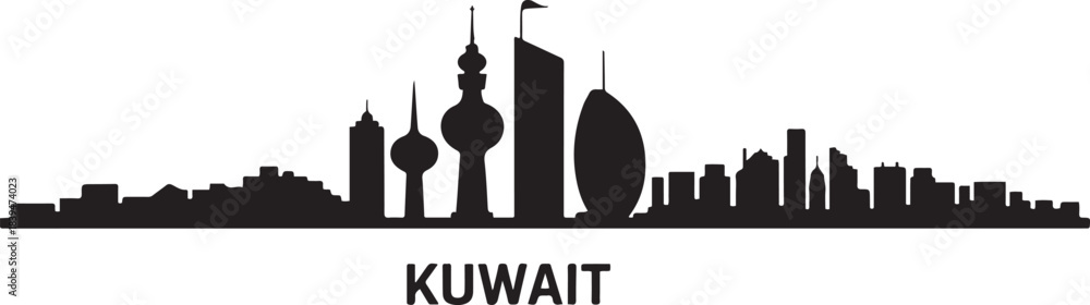 Fototapeta premium Kuwait city skyline. design Vector black silhouette