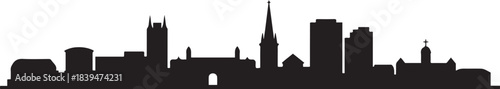 Leicester Skyline Silhouette with Cityscape Vector. design Vector black silhouette