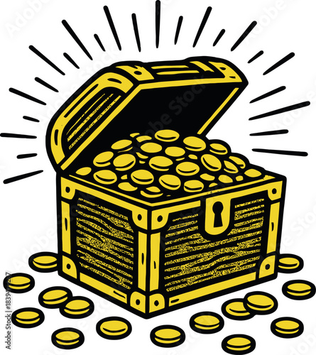 Treasure Chest Gold Coins Pirate Riches Vector