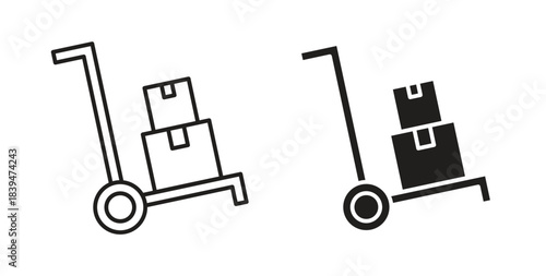 Hand truck icons silhouettes. Vector elements for design.