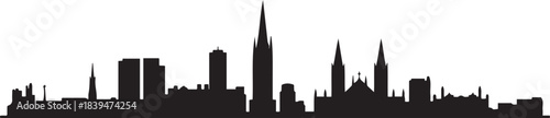 Leicester Skyline Silhouette with Cityscape Vector. design Vector black silhouette