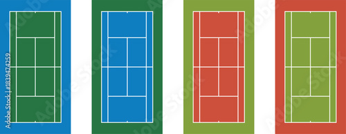 Tennis court marking in top view vector illustration. Tennis court marking layout isolated on transparent background. Sports ground for active recreation. Vector