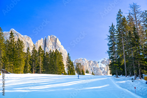 Carezza Ski Resort in Winter Dolomites Panorama