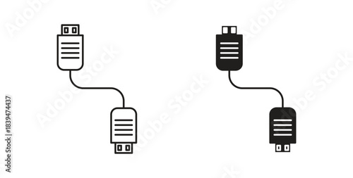 HDMI cable icons silhouettes. Vector elements for design.