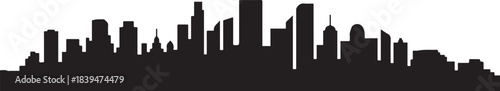 Morning, day city skyline landscape. design Vector black silhouette