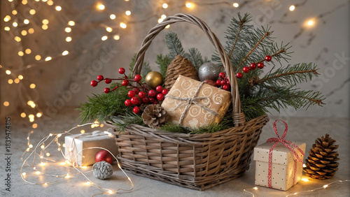 Christmas basket with gifts