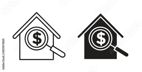 Home appsraisal icons silhouettes. Vector elements for design.