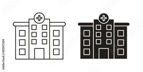 Hospital icons silhouettes. Vector elements for design.