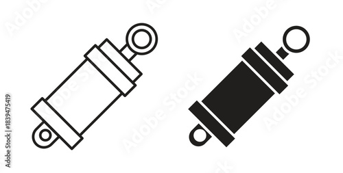 Hydraulic cylinder icons silhouettes. Vector elements for design.