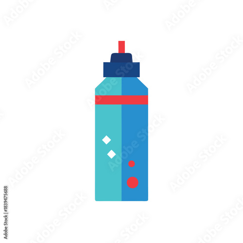 Blue and teal sports water bottle with red accents 