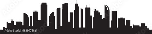 modern cityscape skyline outline doodle drawing. design Vector black silhouette