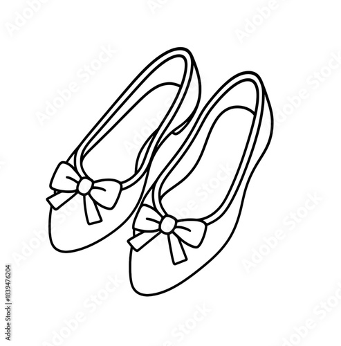 Elegant Ballet Shoes with Bow Designs on Transparent Background