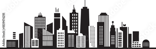 City landscape with buildings. Towers and buildings in modern flat style. design Vector black silhouette