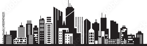 City landscape with buildings. Towers and buildings in modern flat style. design Vector black silhouette