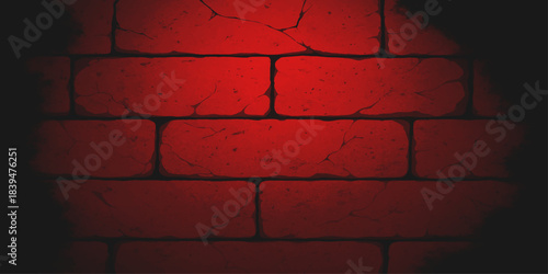 Abstract grunge red and black wall texture pattern with dark light design backdrop. Dark red grunge texture pattern design with a vintage, blood-like wall backdrop for a textured frame illustration. 