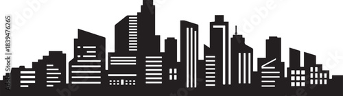 City landscape with buildings. Towers and buildings in modern flat style. design Vector black silhouette