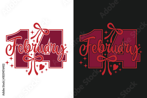 February 14 Retro Distressed EPS T-shirt Design