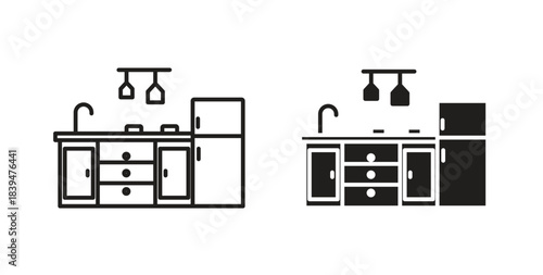 Kitchen icons silhouettes. Vector elements for design.