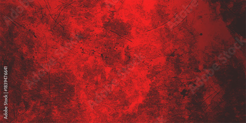 Abstract grunge red and black wall texture pattern with dark light design backdrop. Dark red grunge texture pattern design with a vintage, blood-like wall backdrop for a textured frame illustration. 