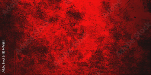 A dark red grunge wall texture features a dirty aged paint pattern with a vintage paper design for an old bloody metal backdrop illustration