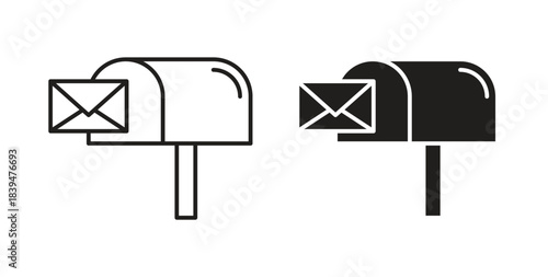 Letter box icons silhouettes. Vector elements for design.