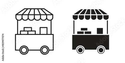 Local stall icons silhouettes. Vector elements for design.