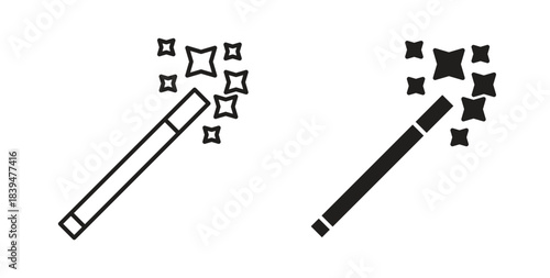 Magic wand icons silhouettes. Vector elements for design.