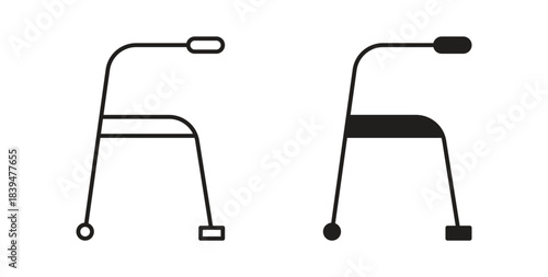 Medical walker icons silhouettes. Vector elements for design.