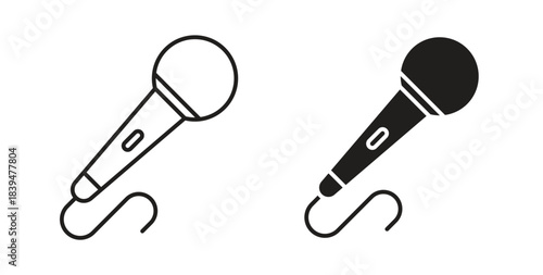 Microphone icons silhouettes. Vector elements for design.