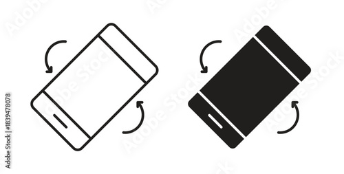 Mobile rotate icons silhouettes. Vector elements for design.