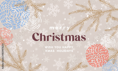 Xmas holidays event  background, card, banner, vertical, hand drawn elements, winter season creative vector illustration